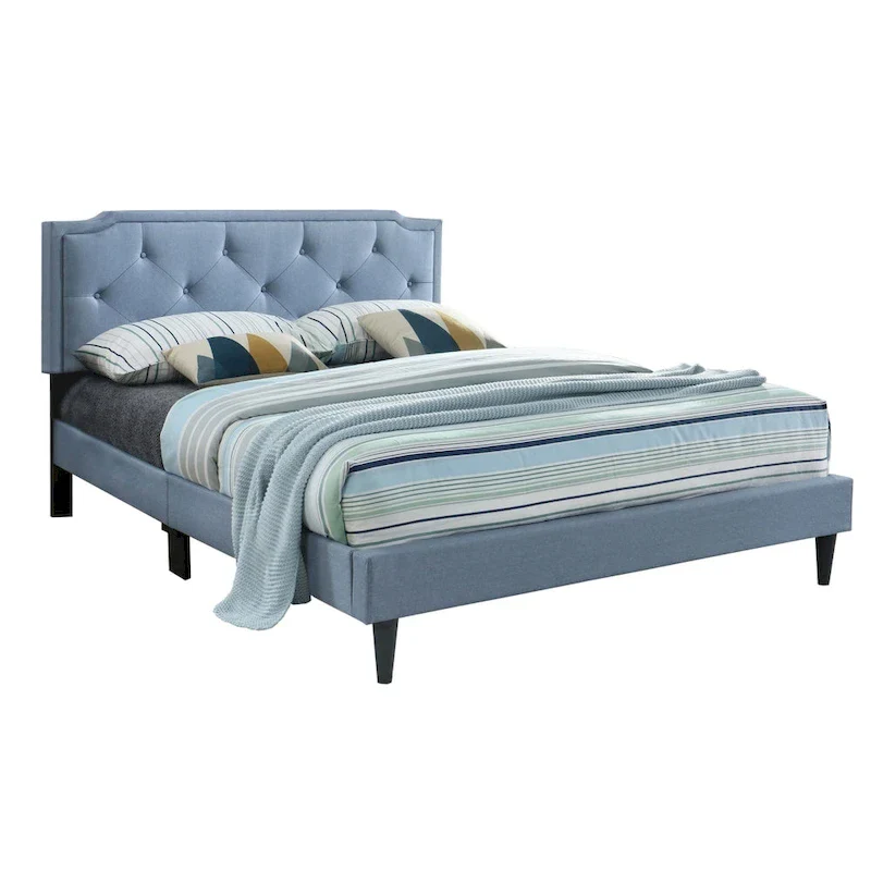 Deb Transitional Tufted Upholstered Panel Bed