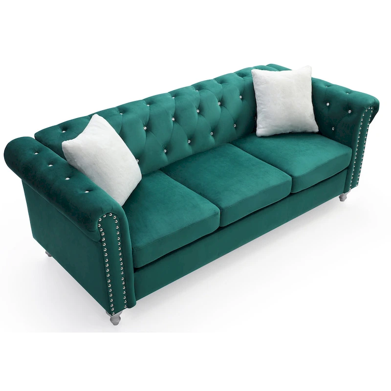 Raisa Microsuede Velvet Tufted Sofa