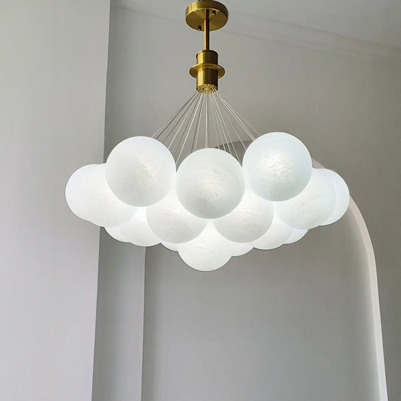 White Matte Glass Shade Multi Globe Light Chandelier