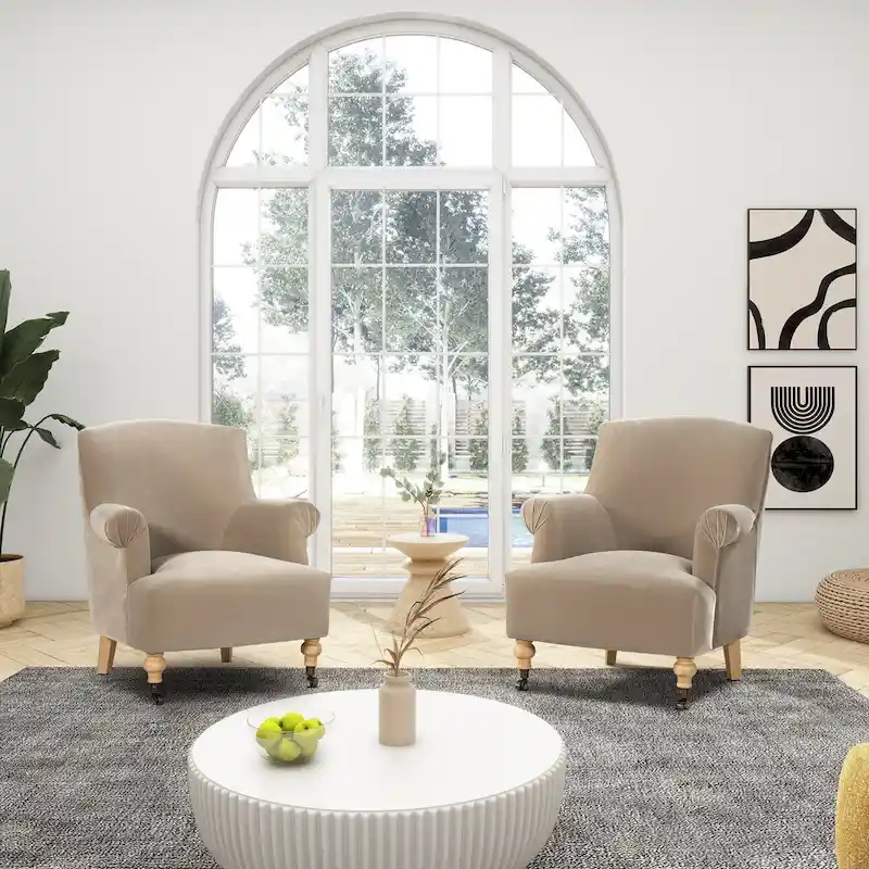 Eloise 30 Transitional Velvet Pleated Sock Arm Accent Chair