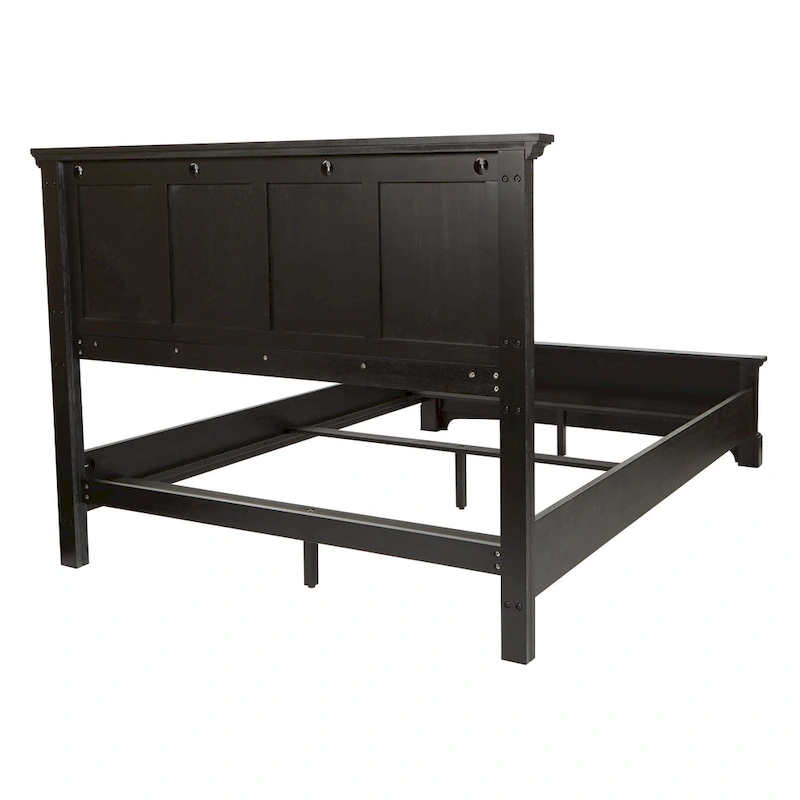 Farmhouse Basics Rustic Black Finish Panel Bed Set