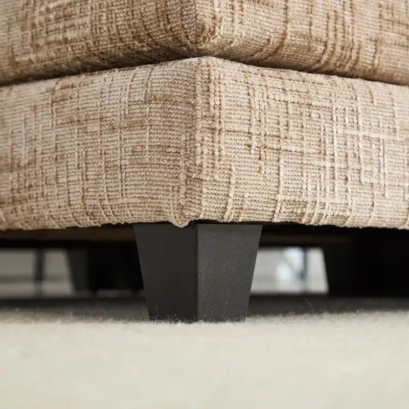 76.77 Chenille Upholstered Sofa with 2 Ottomans