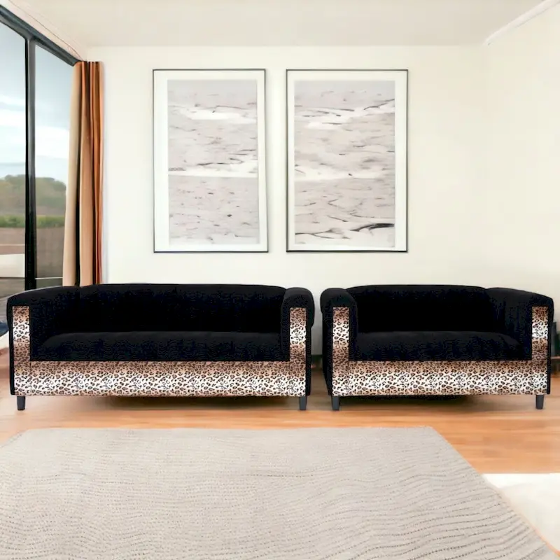 Coast to Coast Sofas Mid Century Modern Loveseat and Sofa Set Solid Wood Frame Upholstered
