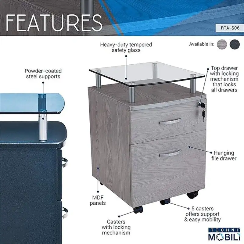 Rolling File Cabinet - 17.5D x 15.75W x 24H