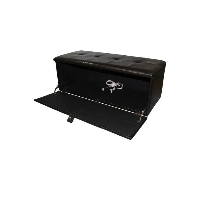 Brown Faux Leather Storage Bench