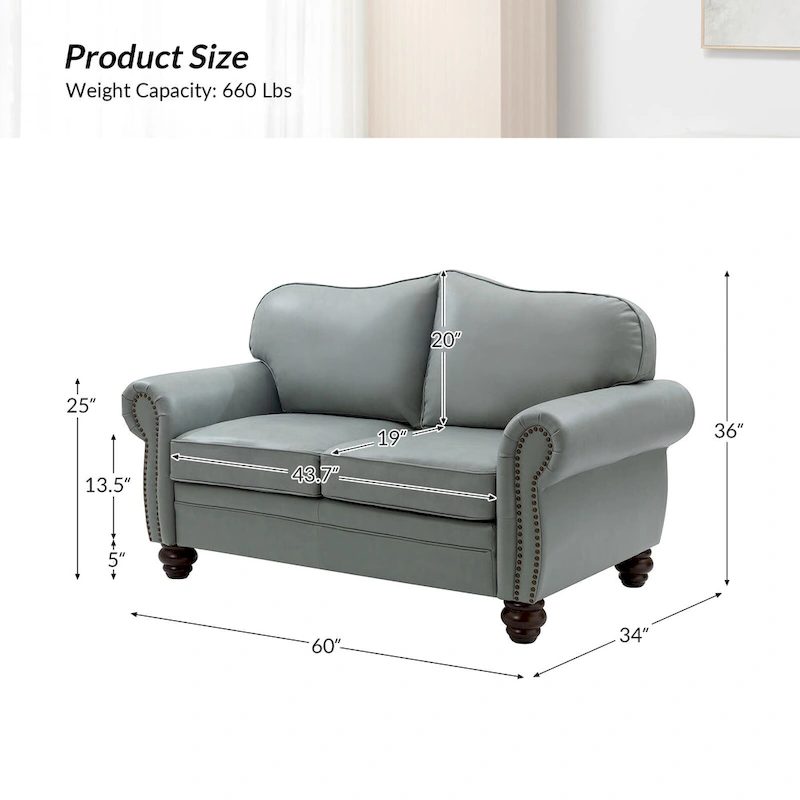 Angel Transitional Genuine Leather Sofa With Tufted Back by HULALA HOME