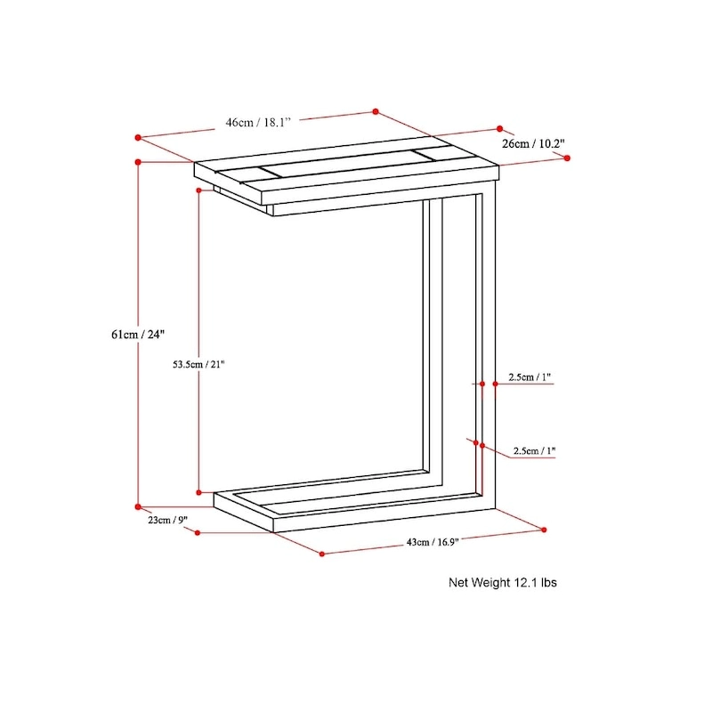 WYNDENHALL Rhonda 18 inch Wide Solid Metal Industrial C Side Table - 18 W x 10 D x 24 H