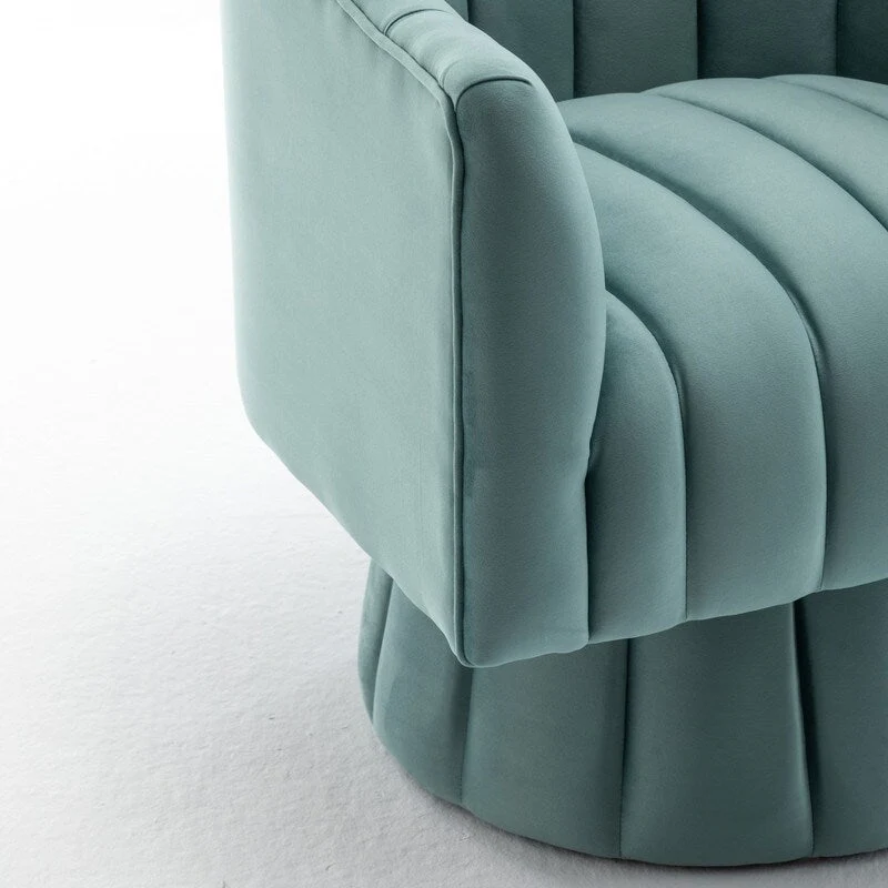 SEYNAR Modern Glam Velvet Upholstered Round 360 Degree Swivel Accent Barrel Chair Set of 2