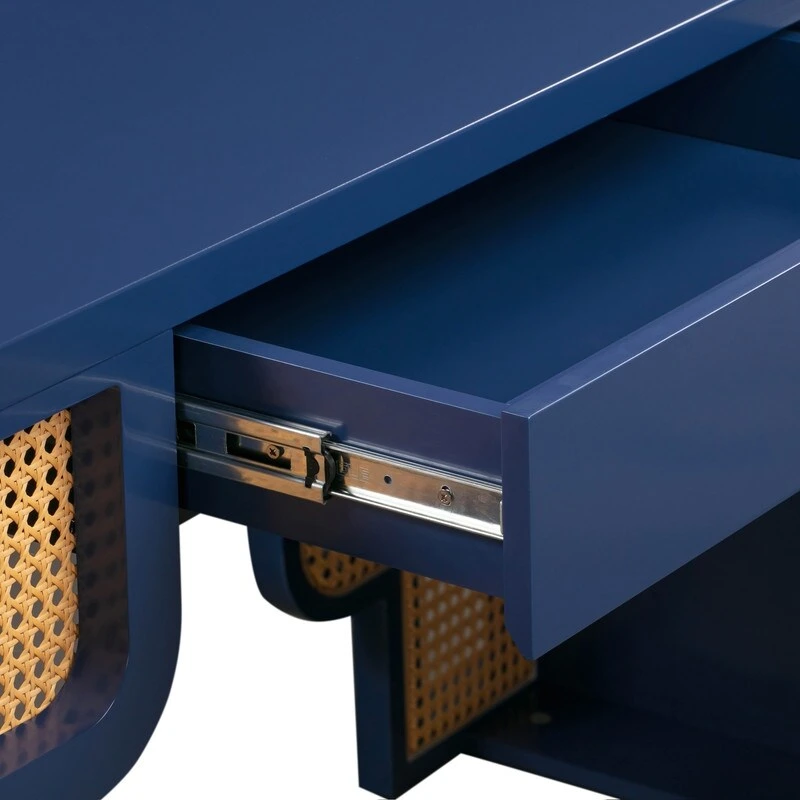 Suzie Wood and Rattan 1 Drawer Desk