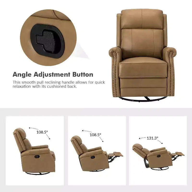 Irene 30.5 Wide Genuine Leather Manual Recliner with Rolled Arms Set of 2| ART OF LIVING DESIGNS