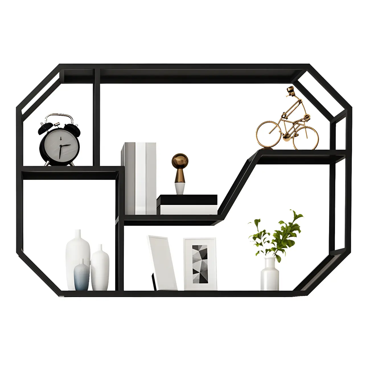 Simple Metal Black Wall-Mounted Wine Bottle Rack