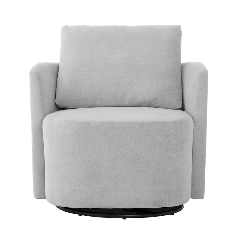 Chenille 360 Swivel Barrel Chair with Ergonomic Curved Design and 440lb Weight Capacity