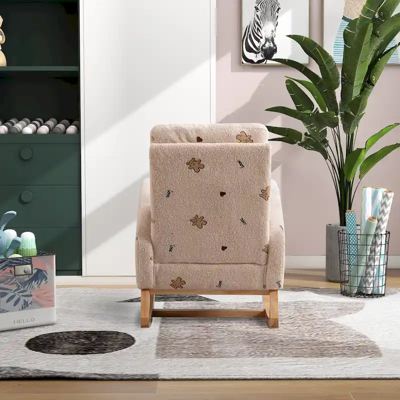 26.8 Upholstered High Back Rocking Chair with Side Pocket