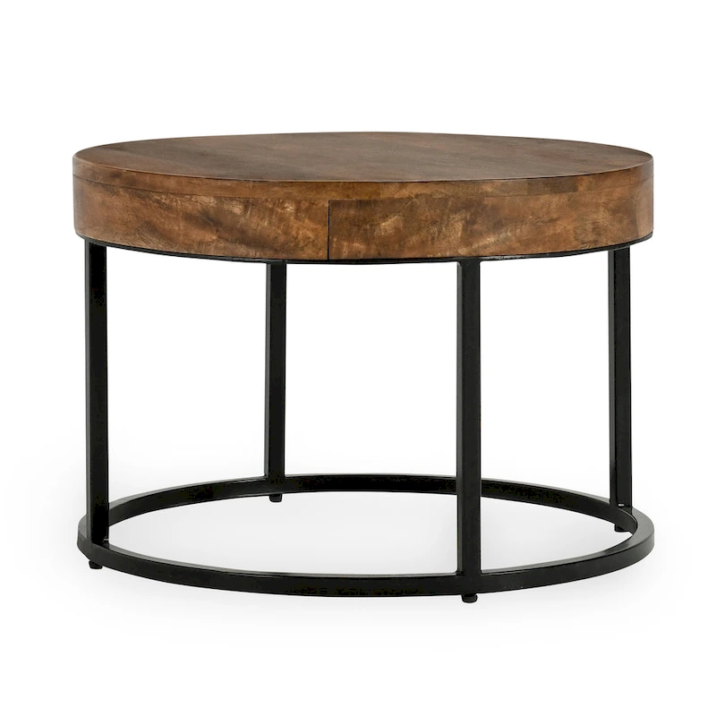 Classic Home Emma Set of 2 Nesting Tables in Natural Brown