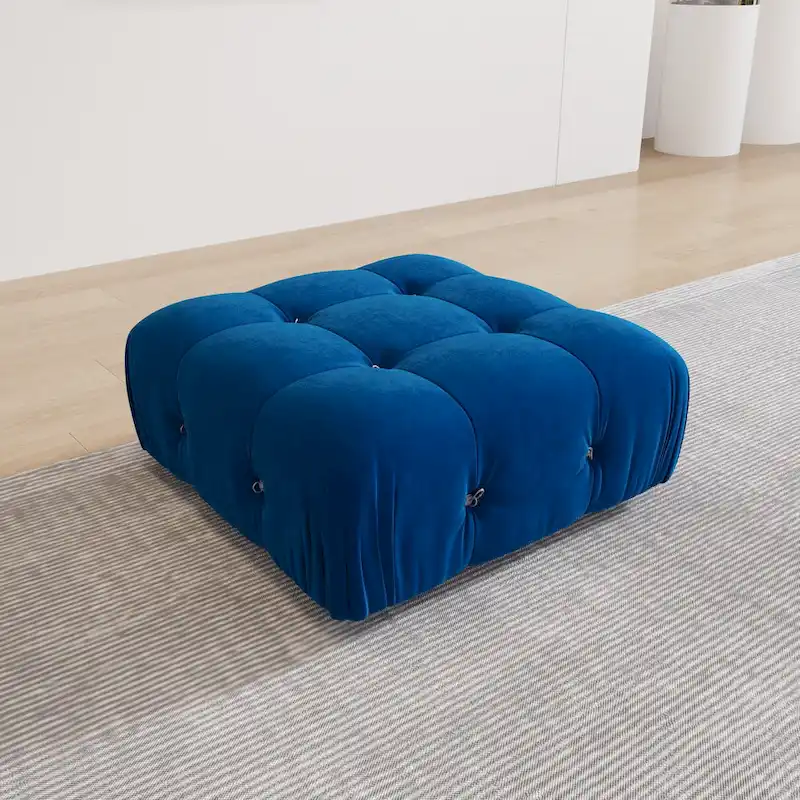 Blue Velvet Upholstered Sectional Sofa