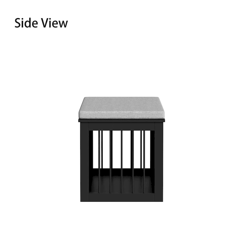 Chic Pet Haven: Luxe Wooden Dog Crate & Designer Home Bench - 47.2