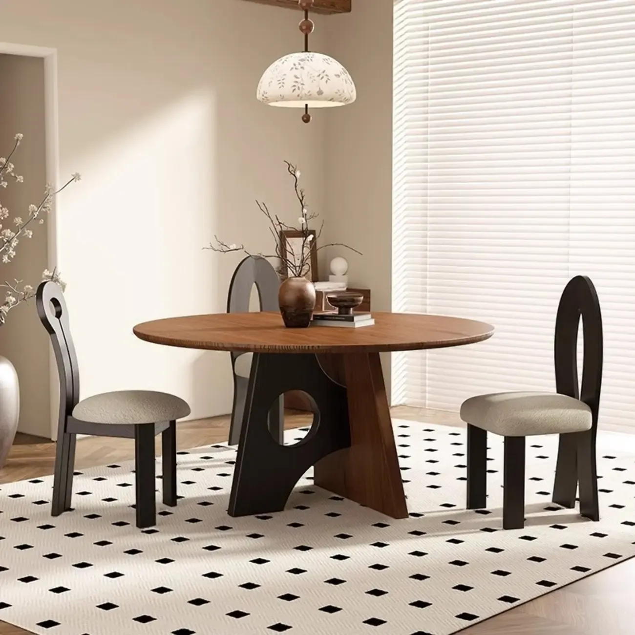 Modern Round Wood Pedestal Dining Table