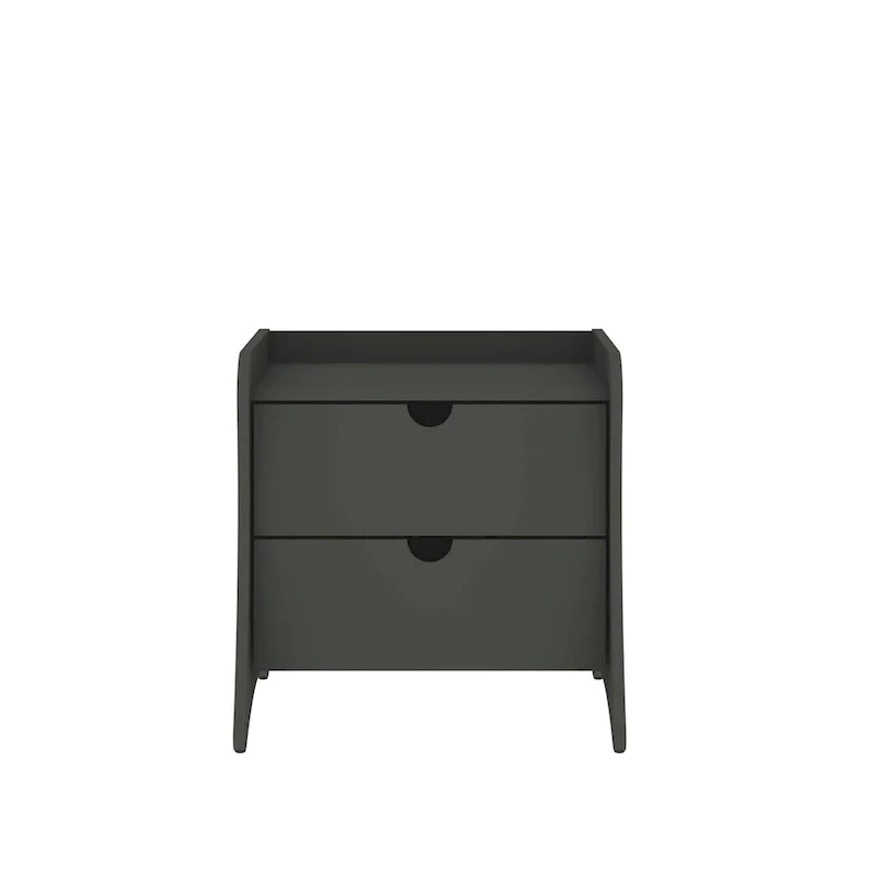 Mid-Century Modern 2-Drawer Nightstand, MDF, Curved Legs, 19.68
