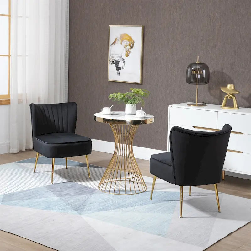 Velvet Upholstered Accent Side Chairs(Set of 2)