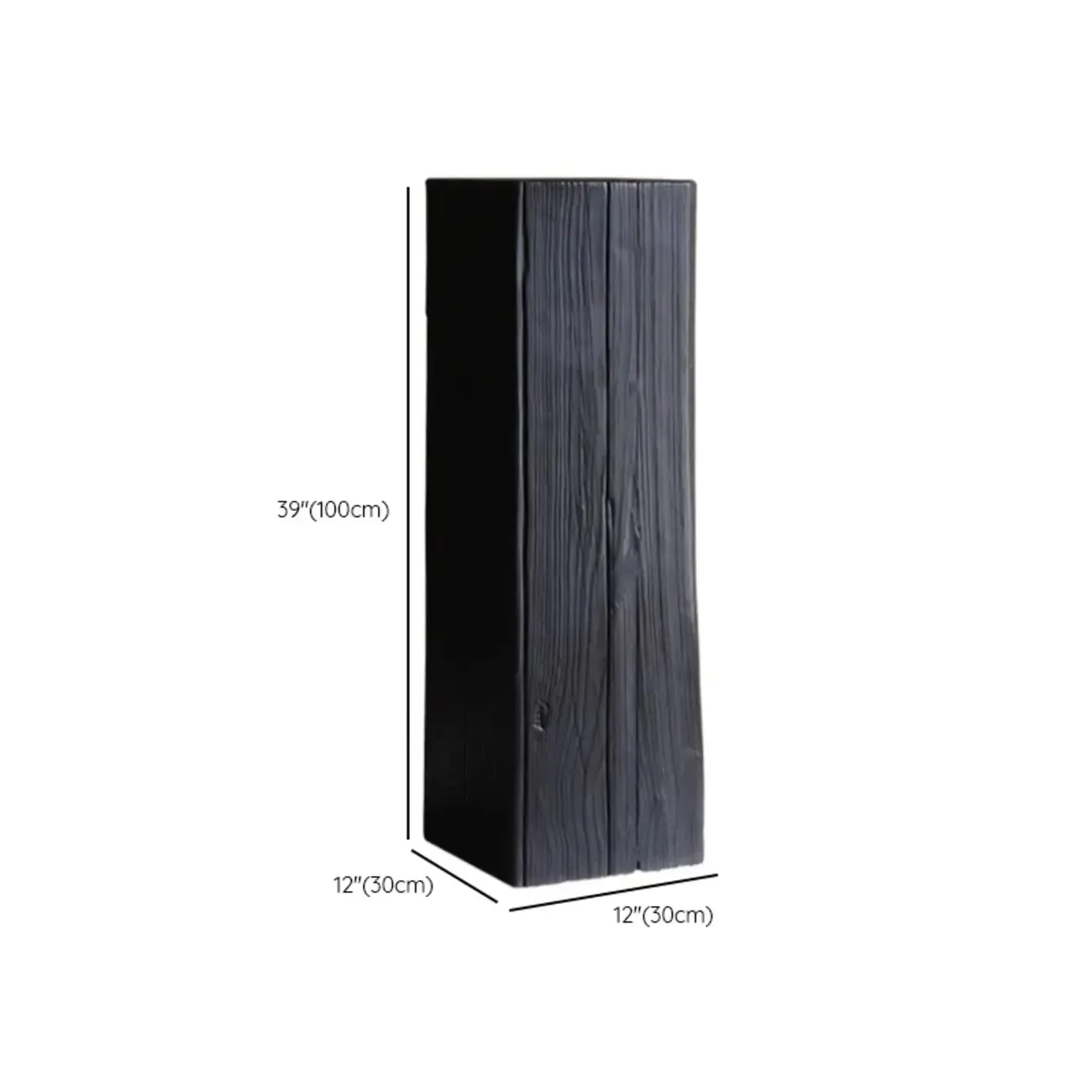 Modern Black Pine Wooden Square Stump End Table