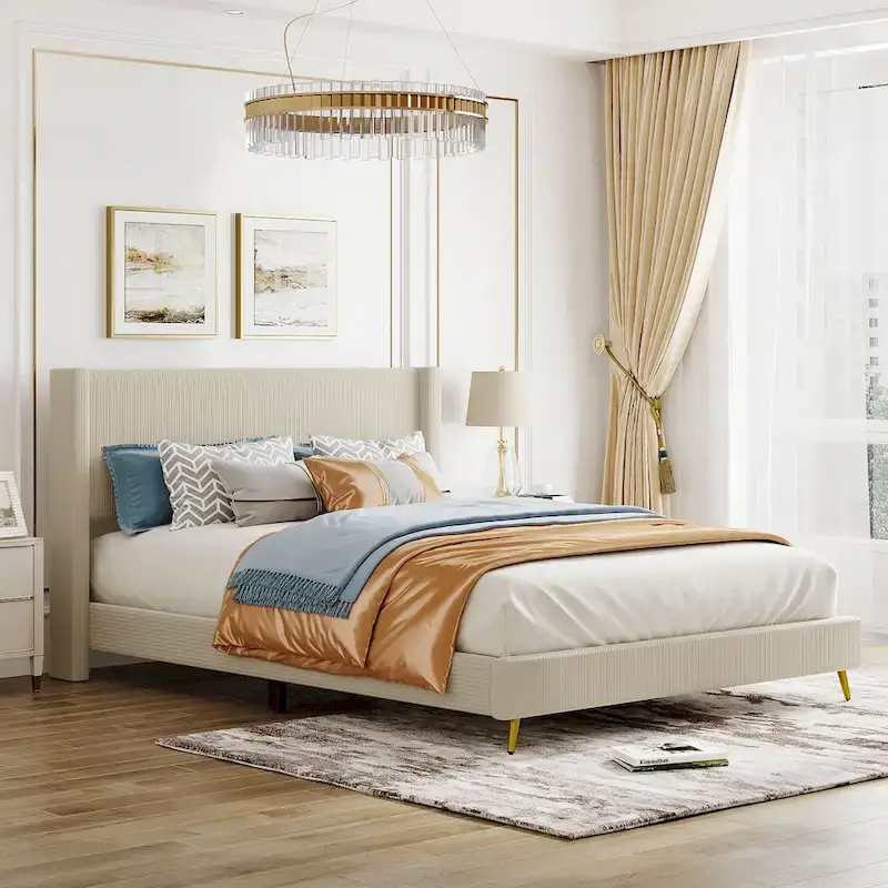 Queen Size Platform Bed with Metal Legs