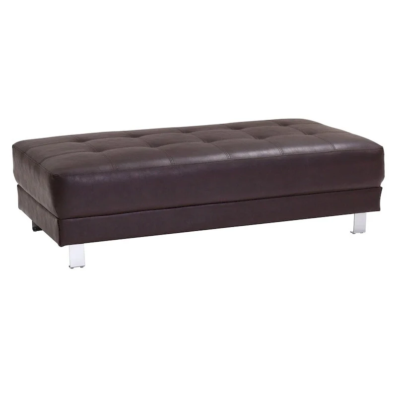 Faux Leather Tufted Ottoman