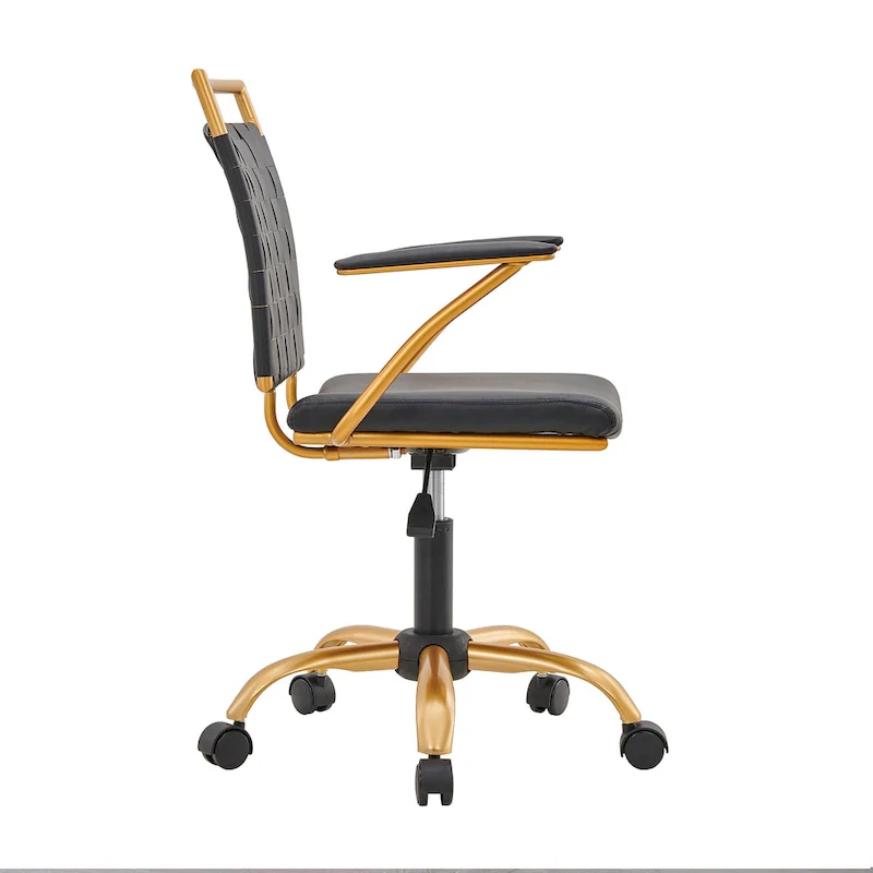 LUXMOD Goldtone Leather Mid Back Office Chair Swivel Computer Desk Chair