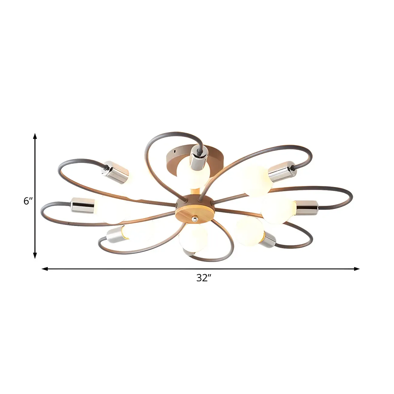 Modern Green Curved Sputnik Semi Flush Mount Ceiling Light