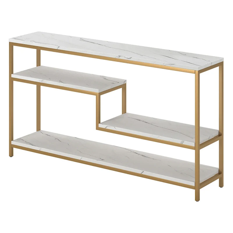 Mathis 55 Wide Rectangular Console Table with Faux Marble Top
