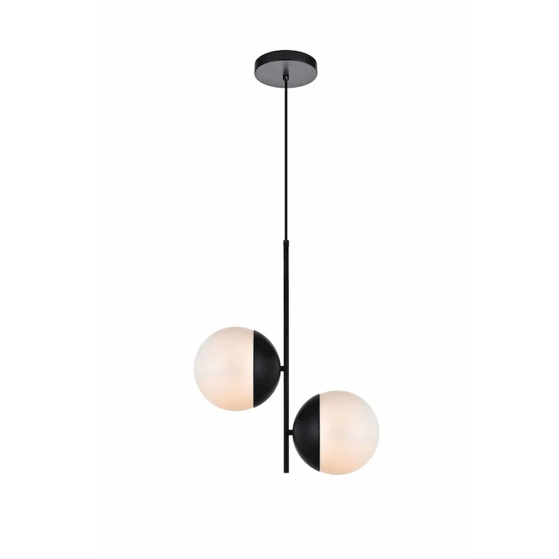 Elegant Lighting Eclipse 2 Light 17  Wide Pendant with Frosted Glass