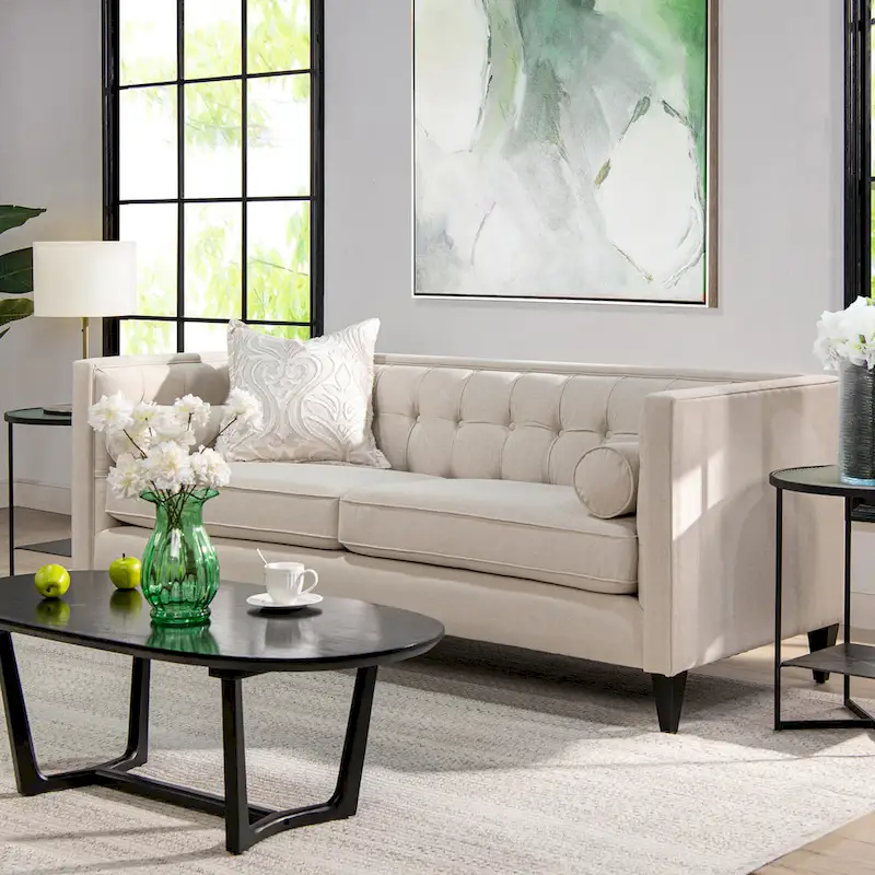 Jack 84 Mid-Century Modern Tuxedo Sofa with Bolster Pillows