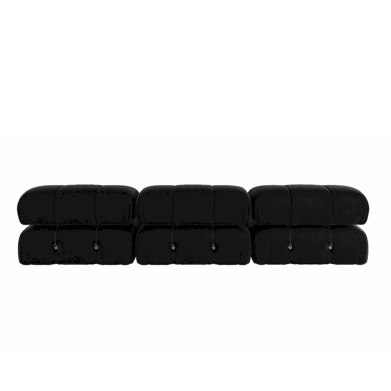 Black Velvet Upholstered Sectional Sofa