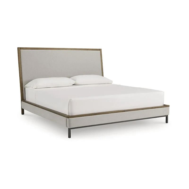 Signature Design by  Tomtyn Beige/Light Brown Upholstered Platform Bed
