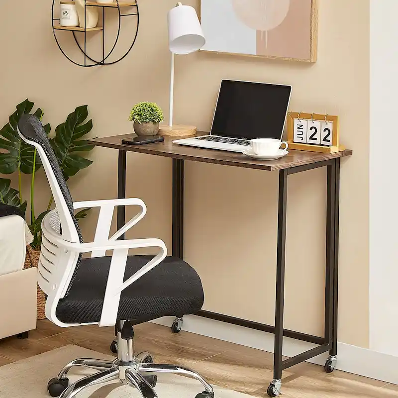 Rolling Folding Computer Desk 31.5, No Assembly Required, Space-Saving Foldable Laptop Table for Home Office