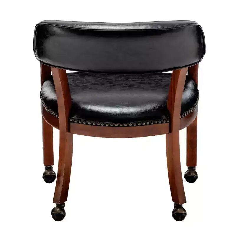 Breighton Home Take a Seat Dillon Armchair with Wheels in Black Vegan Leather
