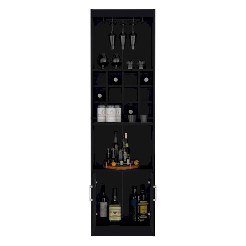 71Tall Bar Cabinet 5-Tier Modern Bar Cabinet with Glass Holder Stemware Rack,Wine Cabinet,12 Bottle Cubbies,5 Shelves