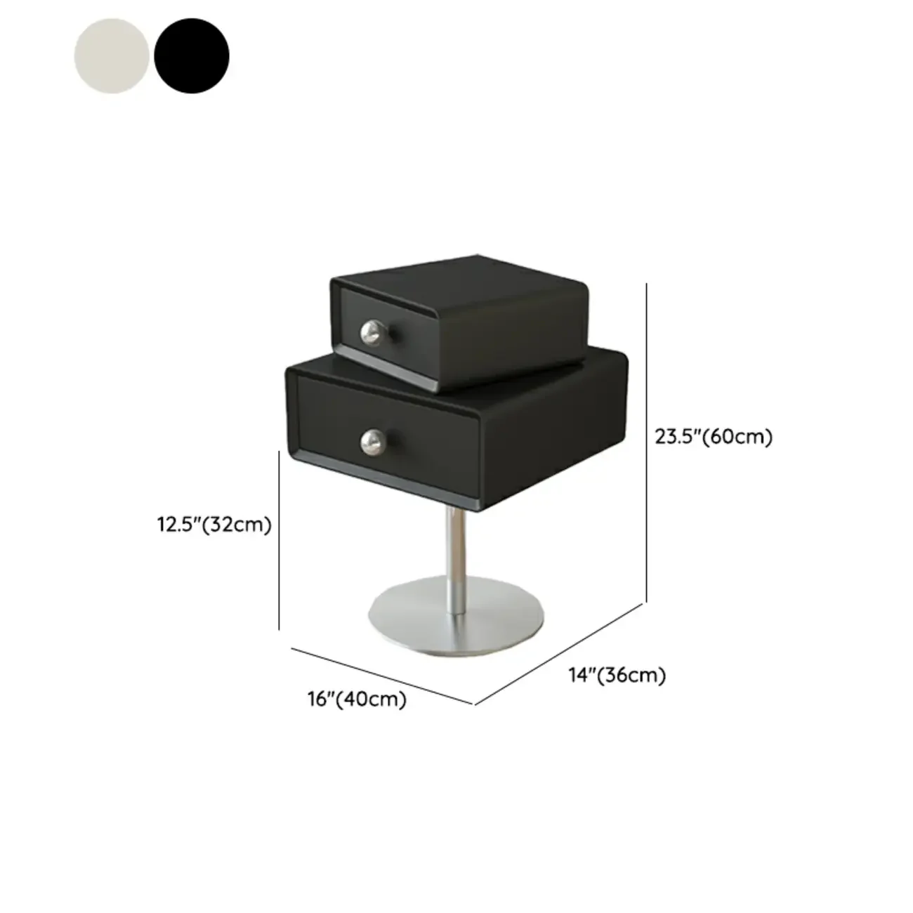 Modern Metal Wood Rotatable 2-Drawer Nightstand