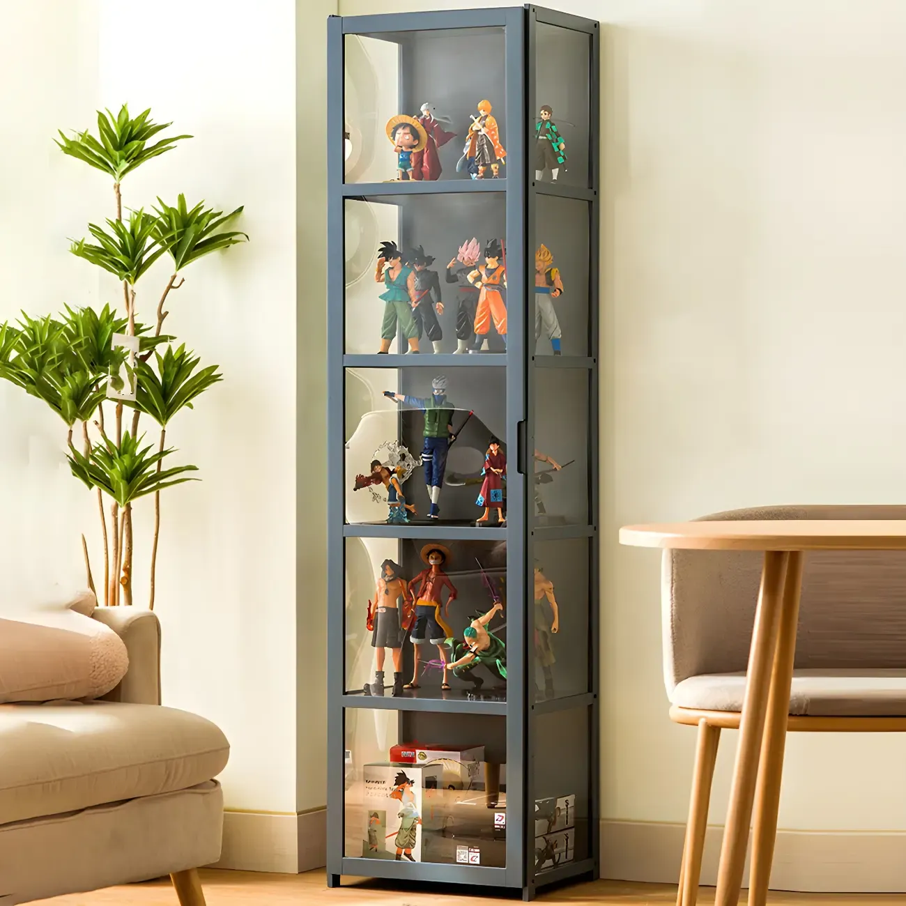 Modern Natural Bamboo Acrylic Standard  Display Cabinet