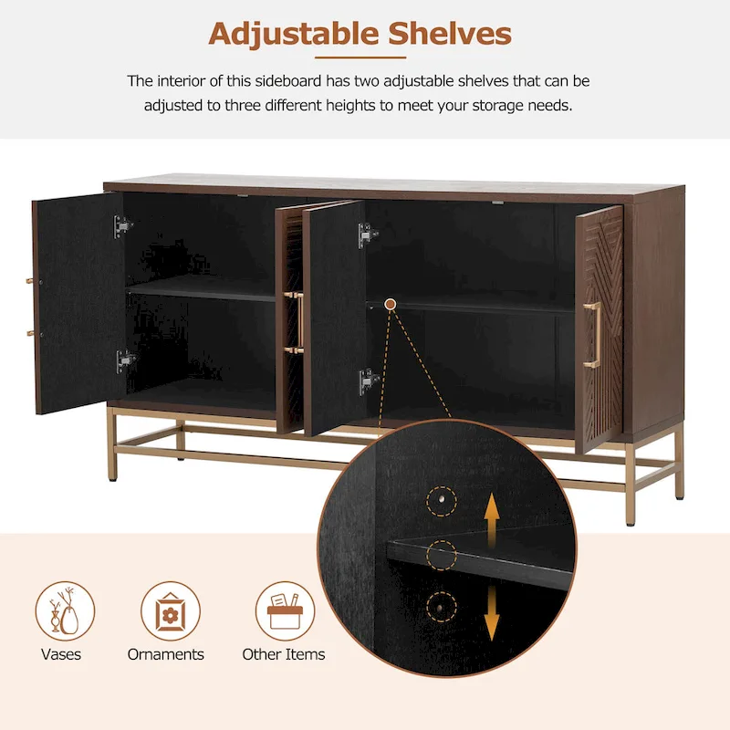 Sideboard Buffet Cabinet with Adjustable Shelves