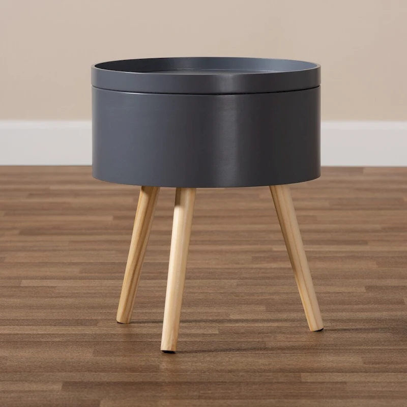Baxton Studio Jessen Mid-Century Modern Wood End Table with Removable Top