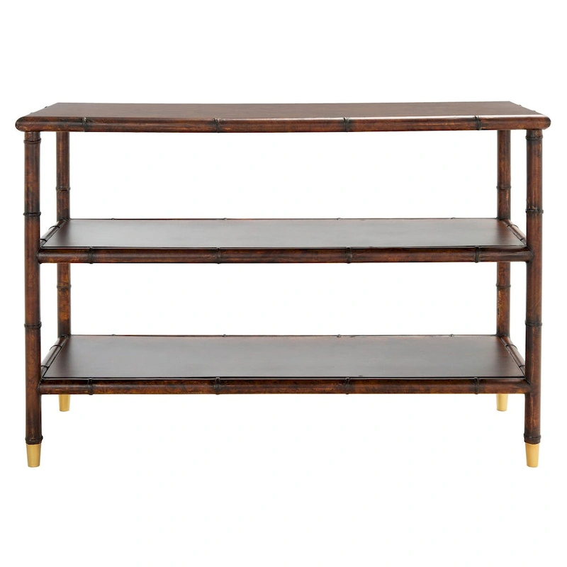 SAFAVIEH Francina Dark Brown/ Gold 2-Shelf Console Table - 42 W x 15.8 L x 29 H - 42Wx16Dx29H