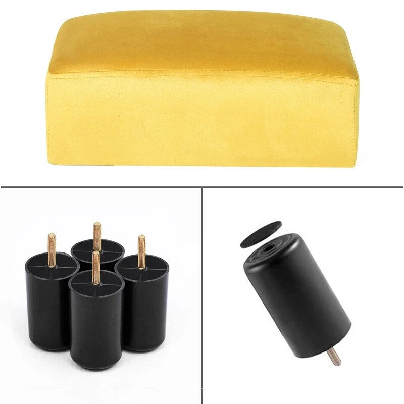 Adeco Faux Leather Ottoman Foot Rest Stool Square Padded Seat Ottoman