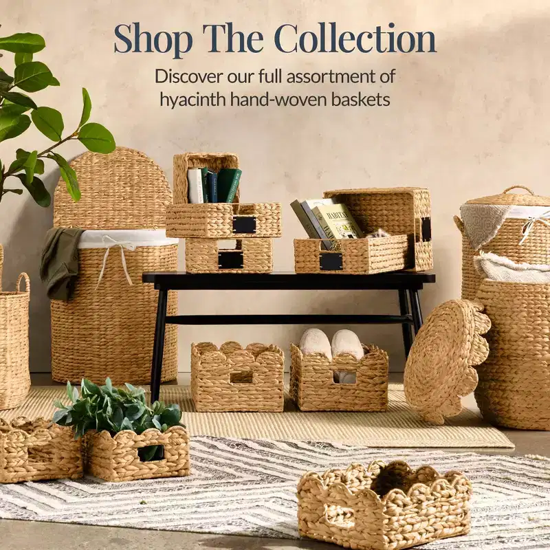 Water Hyacinth Laundry Hamper with Lid – Chestnut / Natural, 1-Person