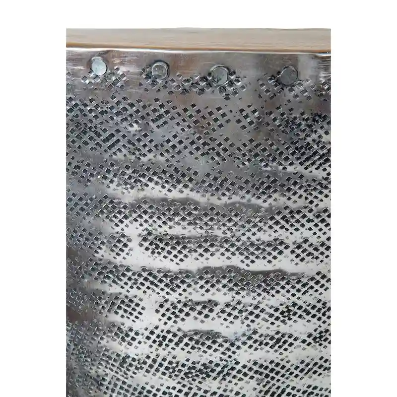 Stamped Metal And Wood Hourglass Accent Table by East at Main