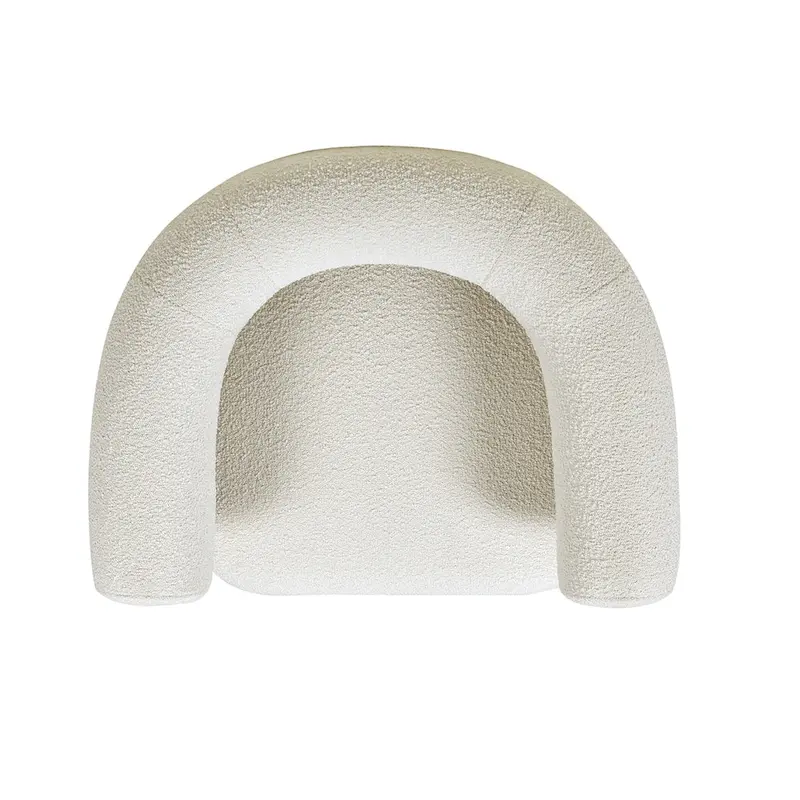 37 Mid-Century Modern Style Barrel Armchair with Bouclé and Sherpa Accents