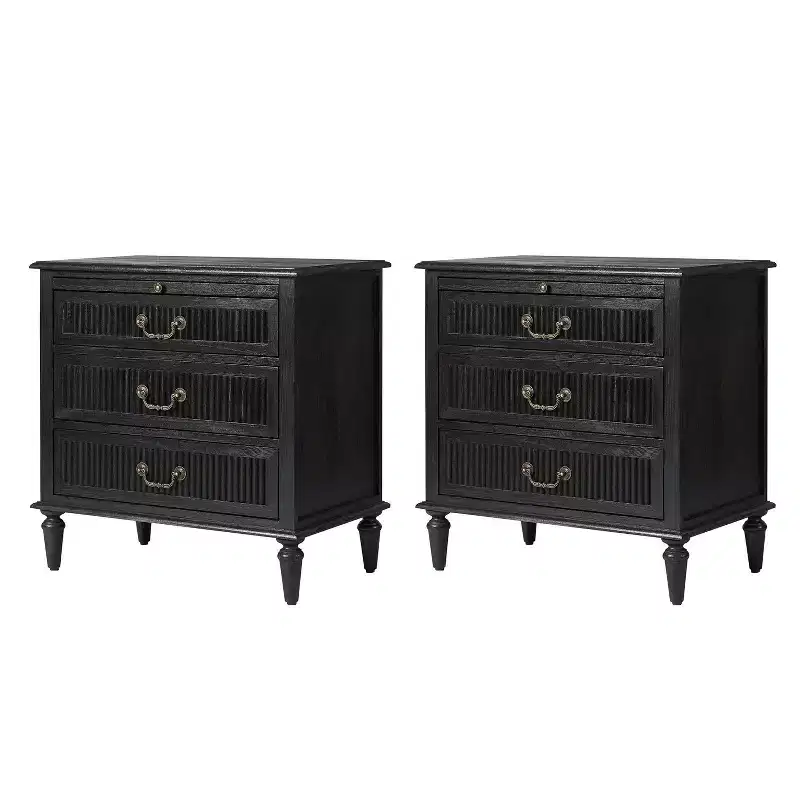Herlinda 3-Drawer end table with Built-In Outlet Set of 2|ARTFUL LIVING DESIGNS