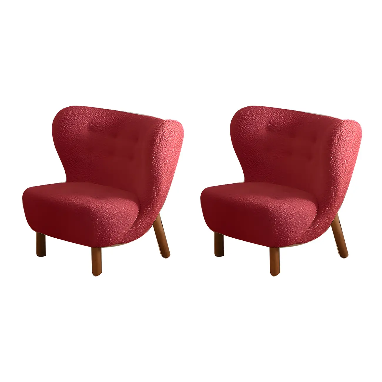 Mid-Century Modern Flannel Accent Chair in Off-White