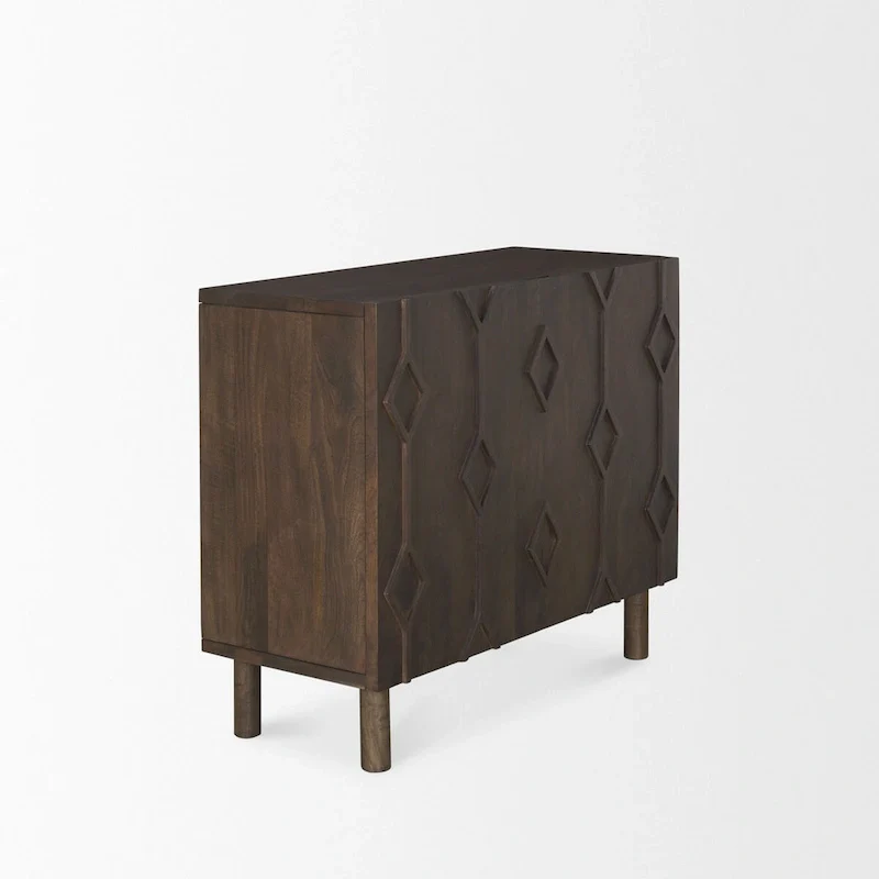 Dark Brown Diamond Motif w/ Shelf Accent Cabinet - 36.0L x 16.3W x 32.0H
