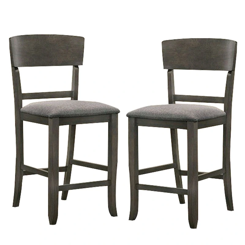 Wooden Counter Height Chair with Curved Back, Set of 2 - 18.5 L x 20.5 W x 40 H