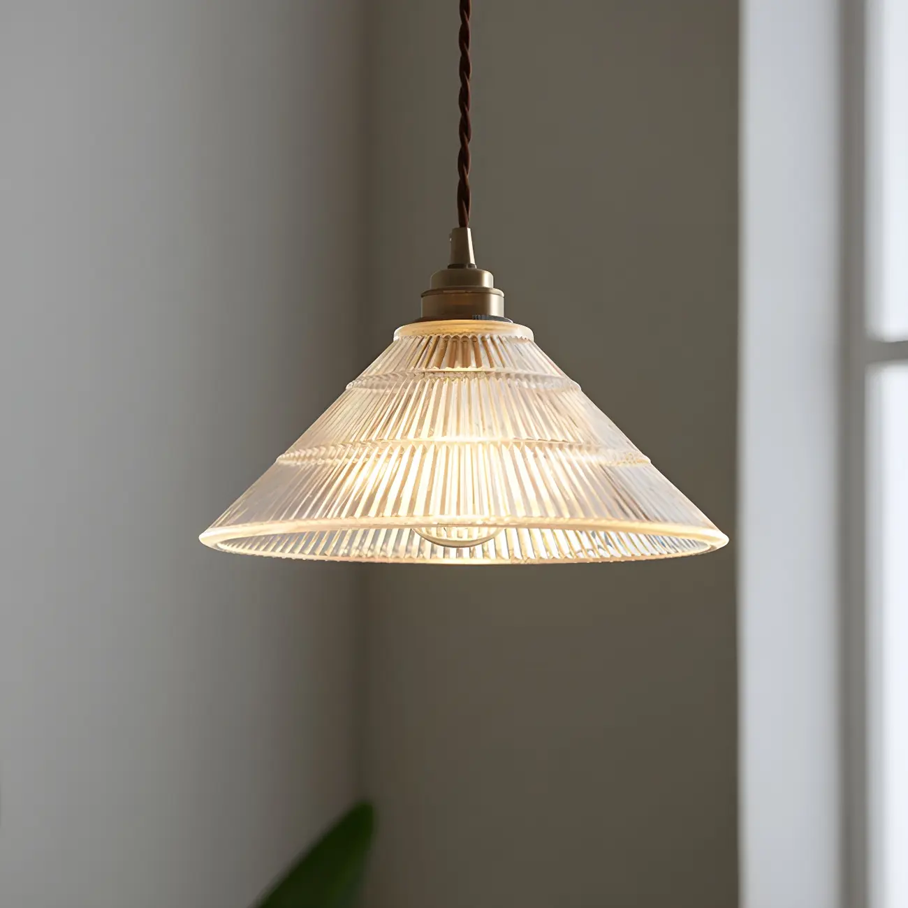 Industrial Clear Glass Cone Pendant Light Fixture